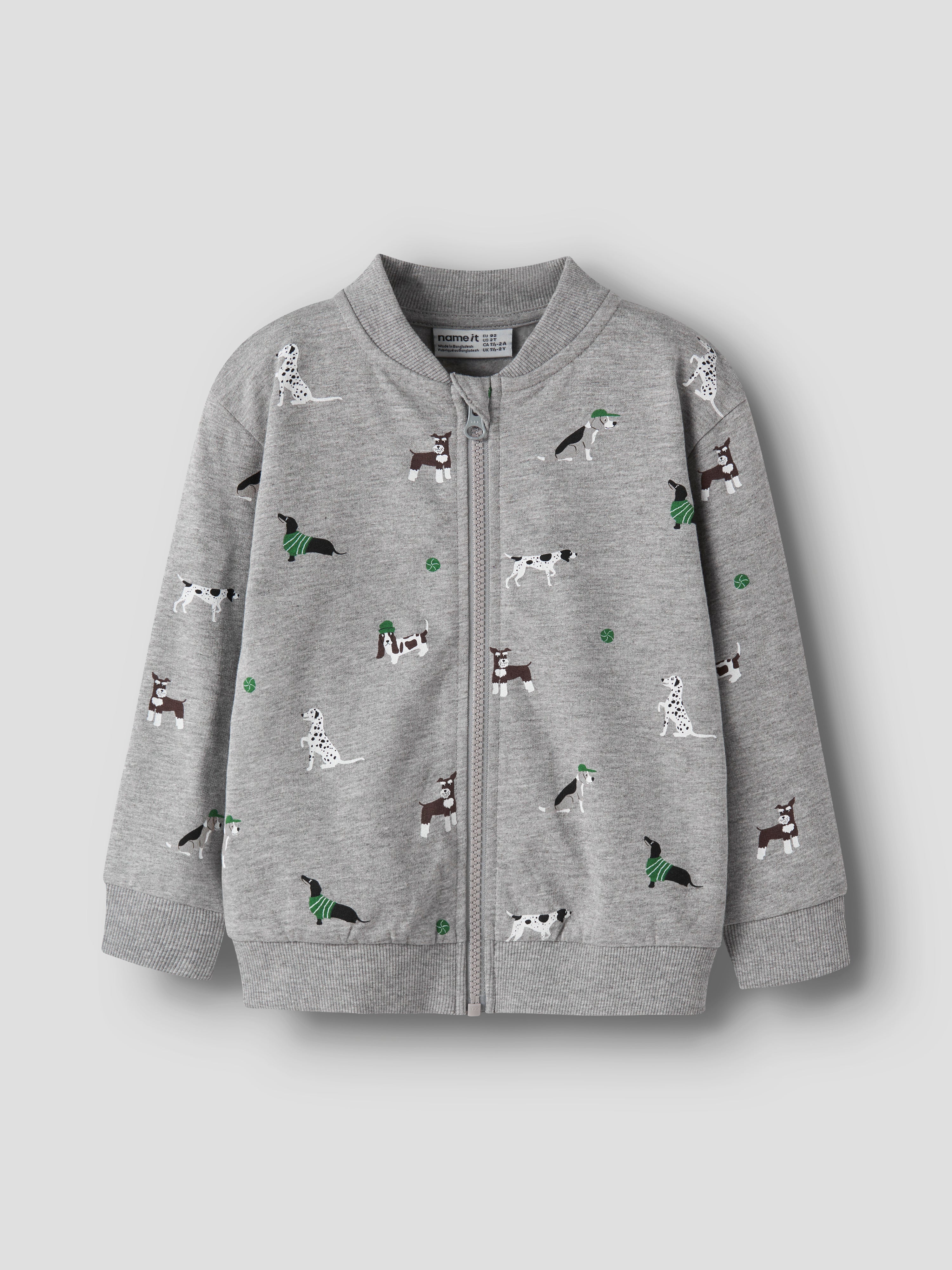 Sudadera Cremallera Perritos Gris Mini