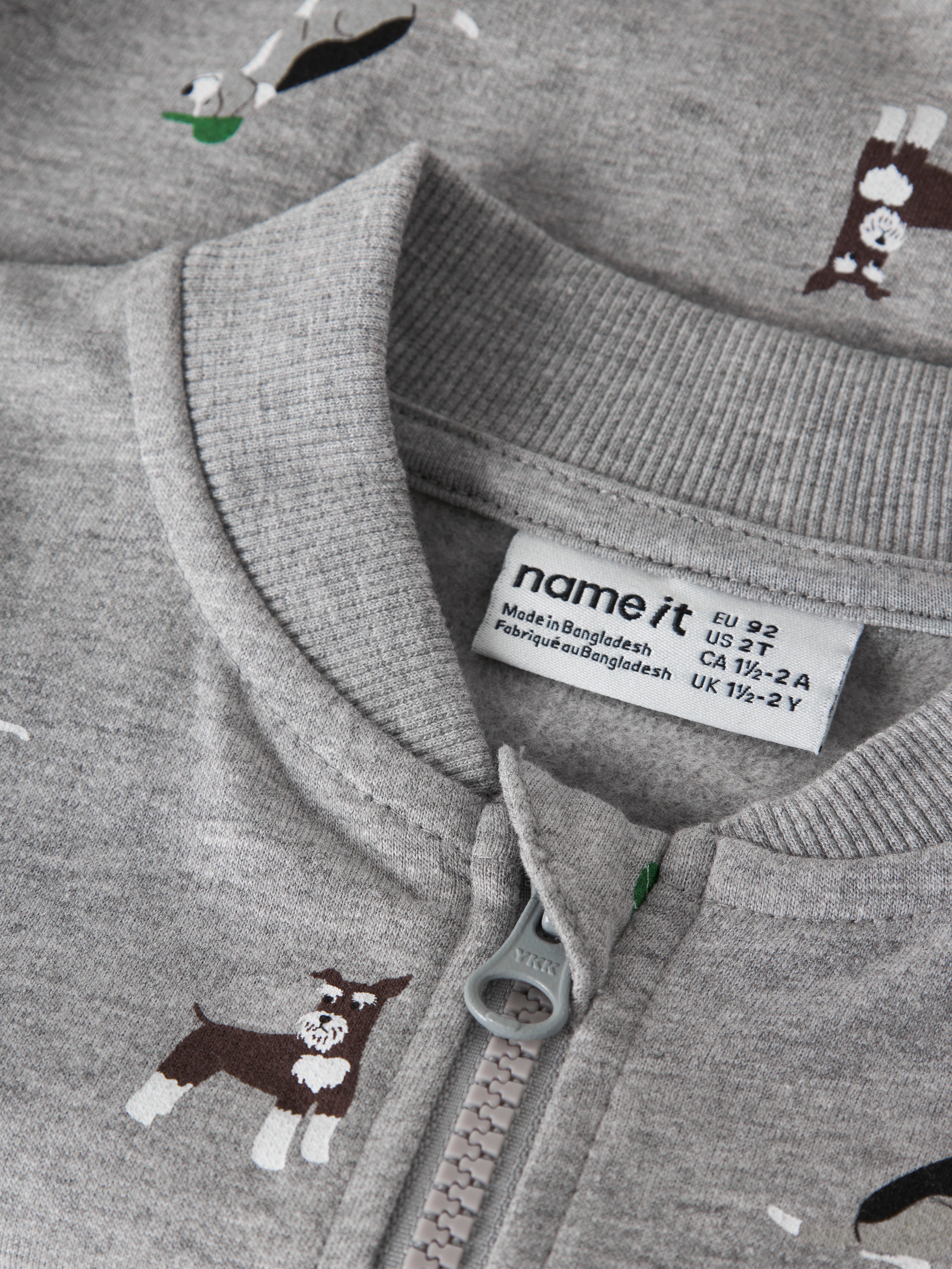 Sudadera Cremallera Perritos Gris Mini