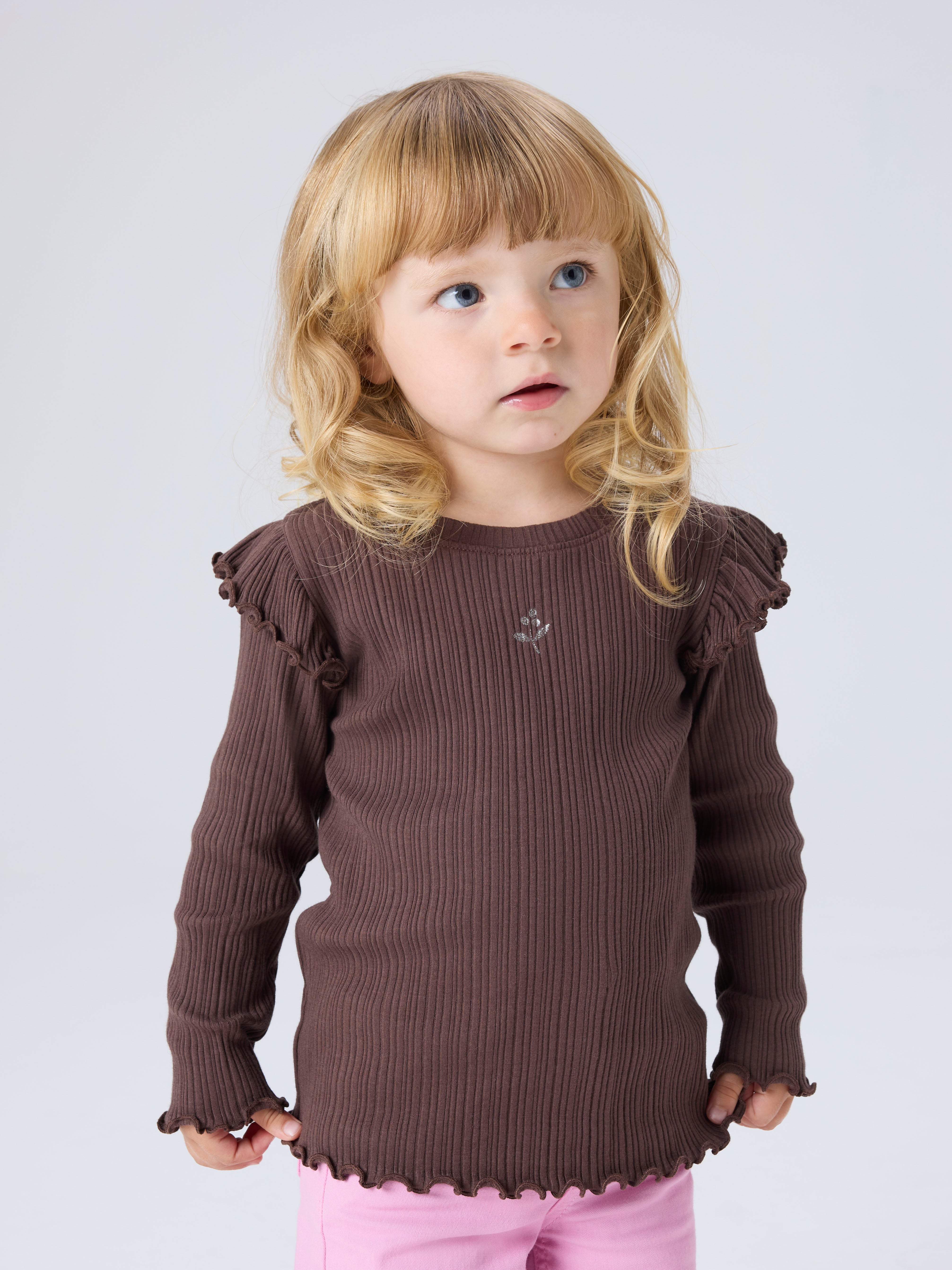 Camiseta Marrón Canalé Volantes Mini