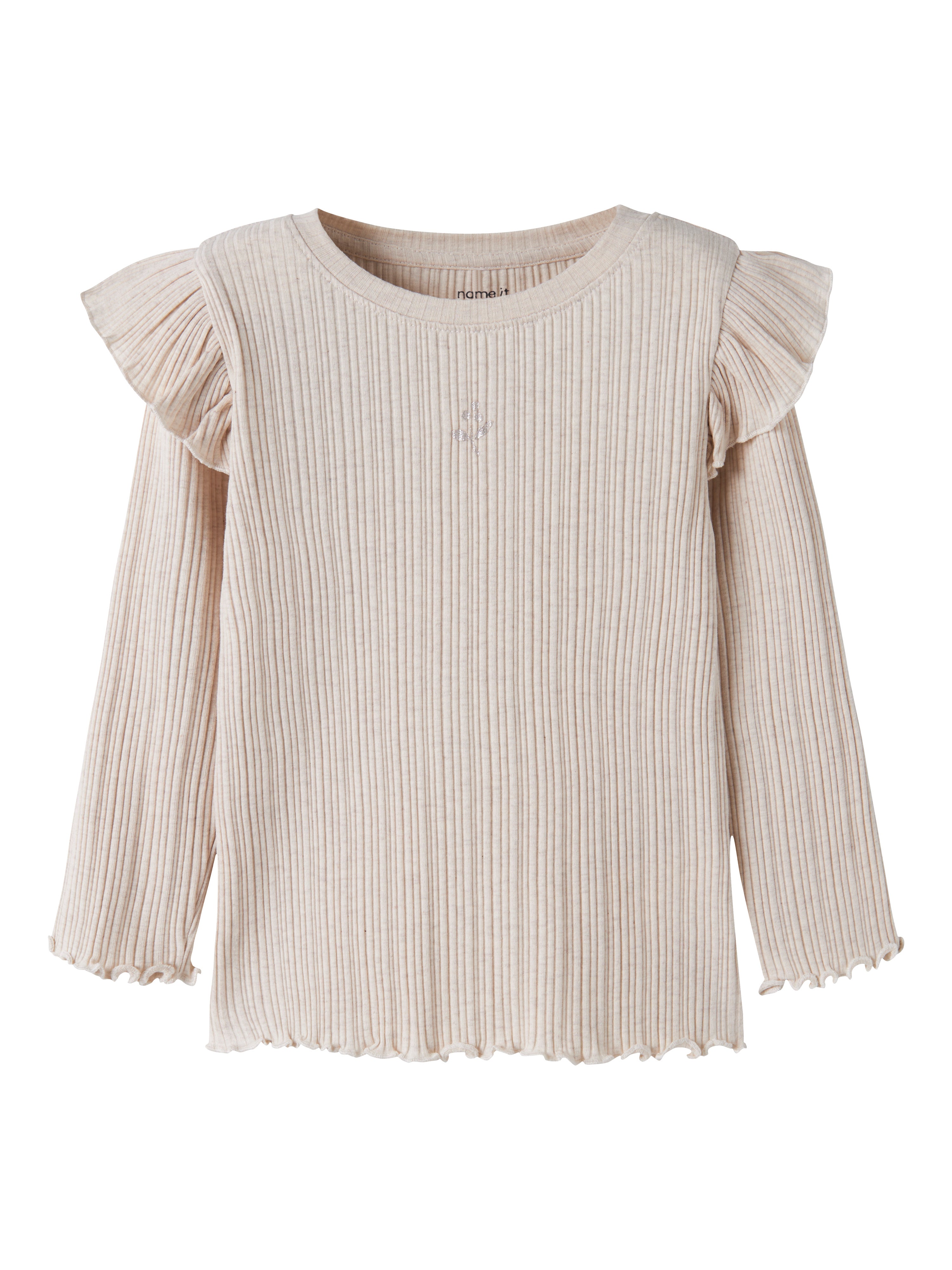 Camiseta Beige Canalé Volantes Mini
