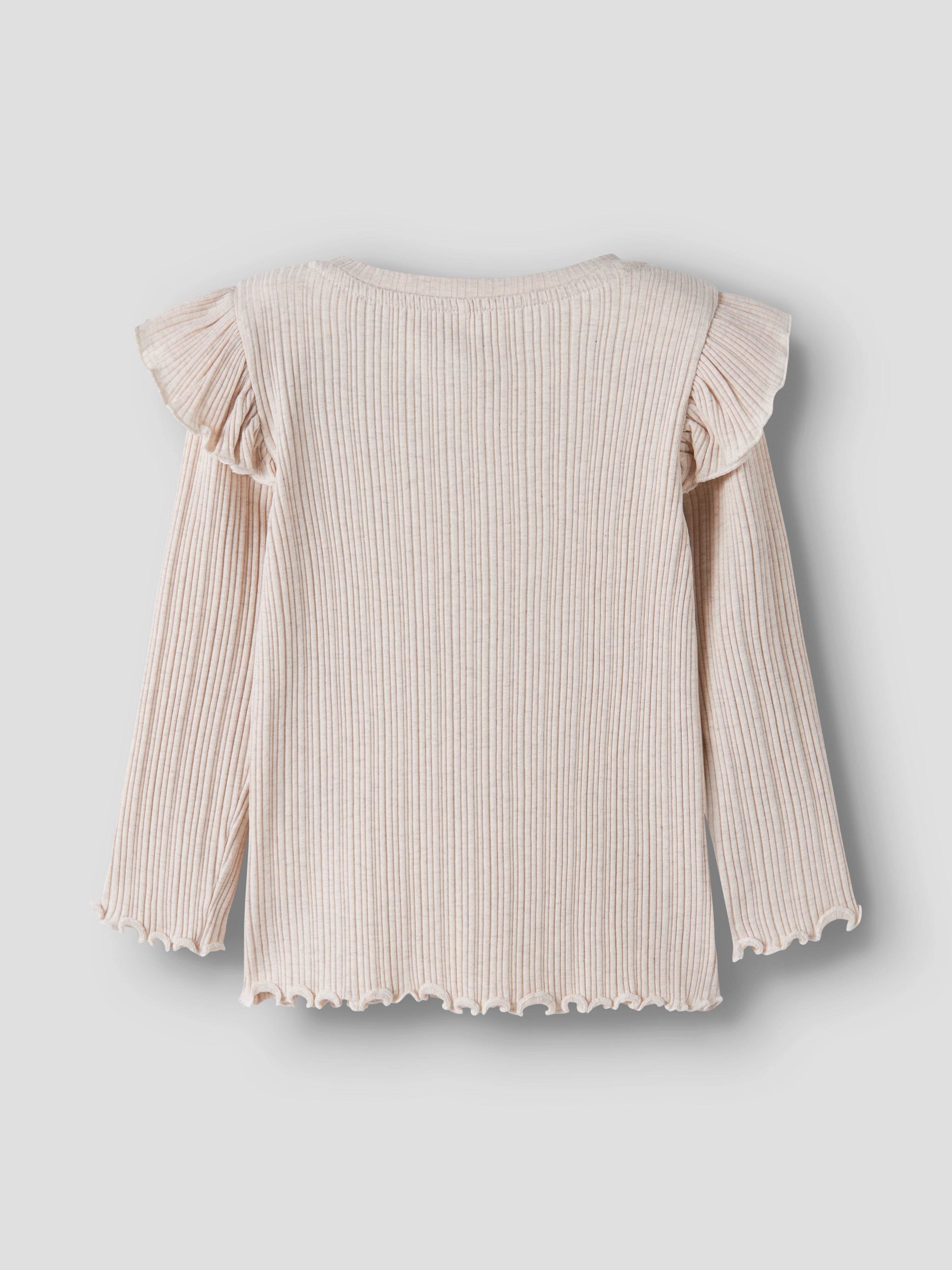 Camiseta Beige Canalé Volantes Mini