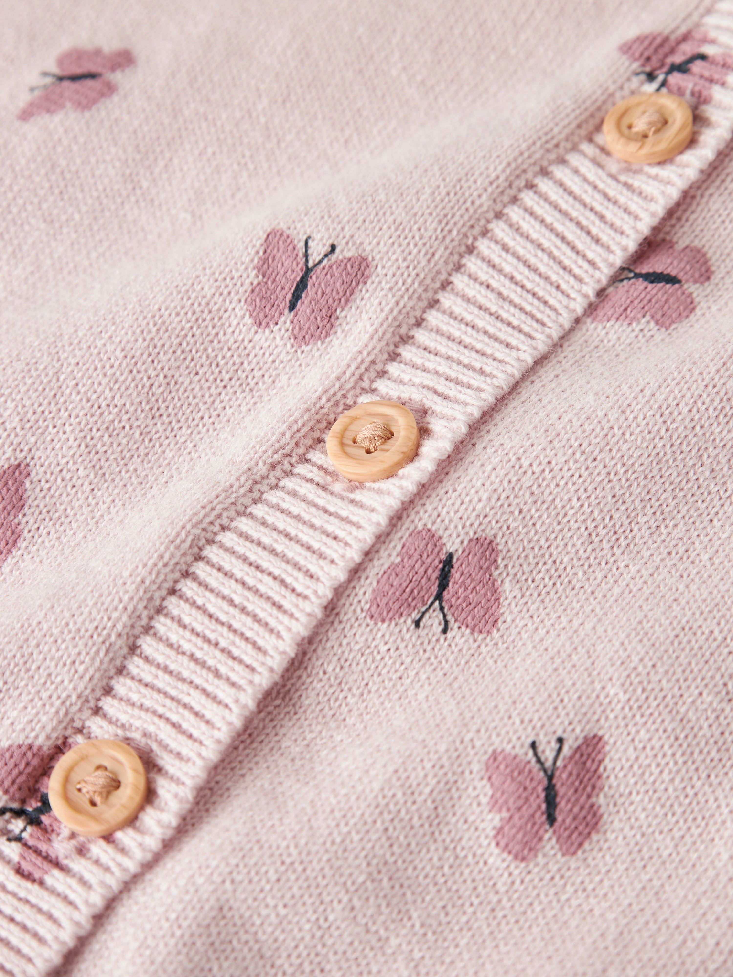 Cárdigan Punto Mariquitas Rosa Bebé