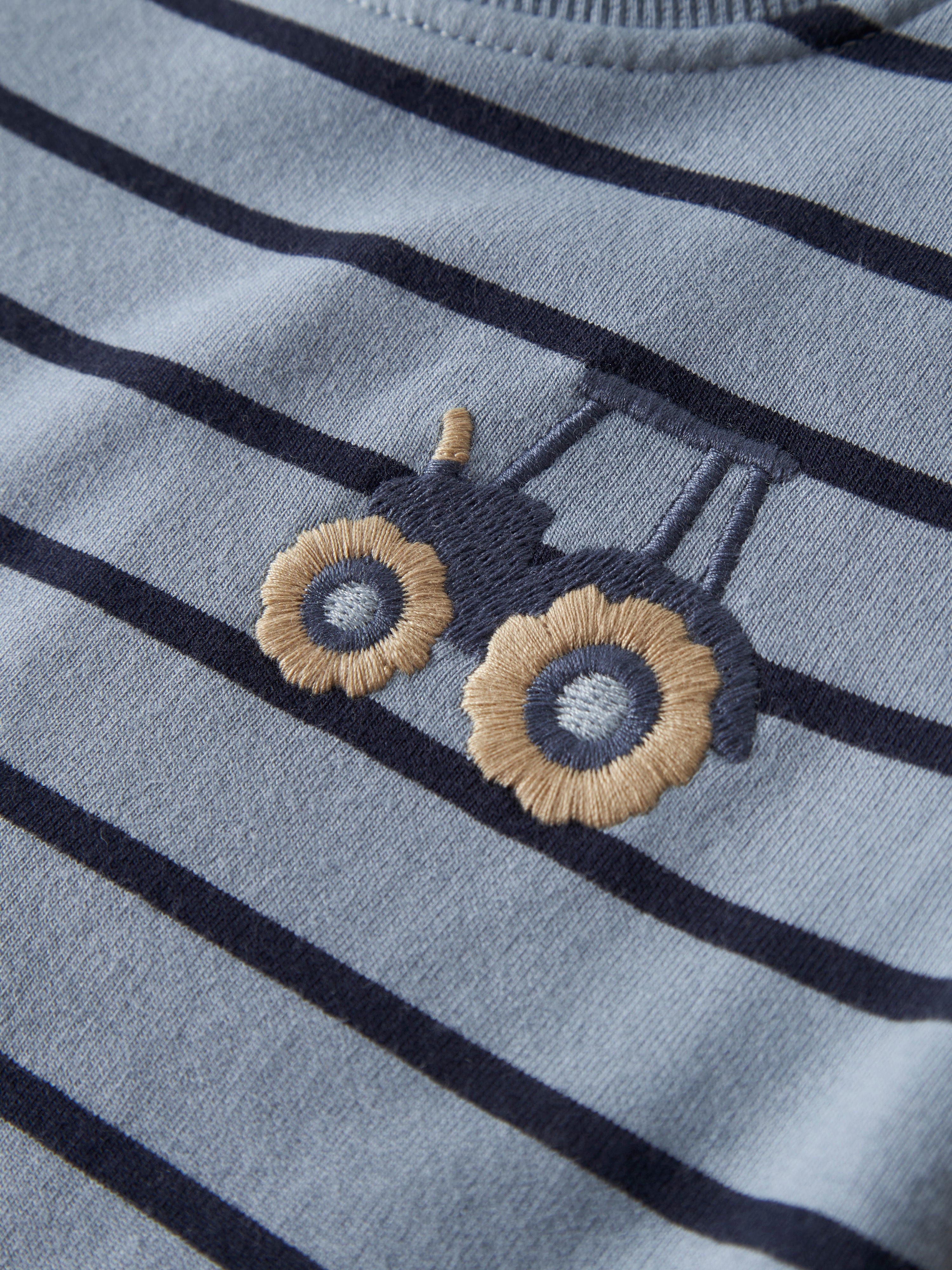 Sudadera Azul Rayas Tractor Bebé