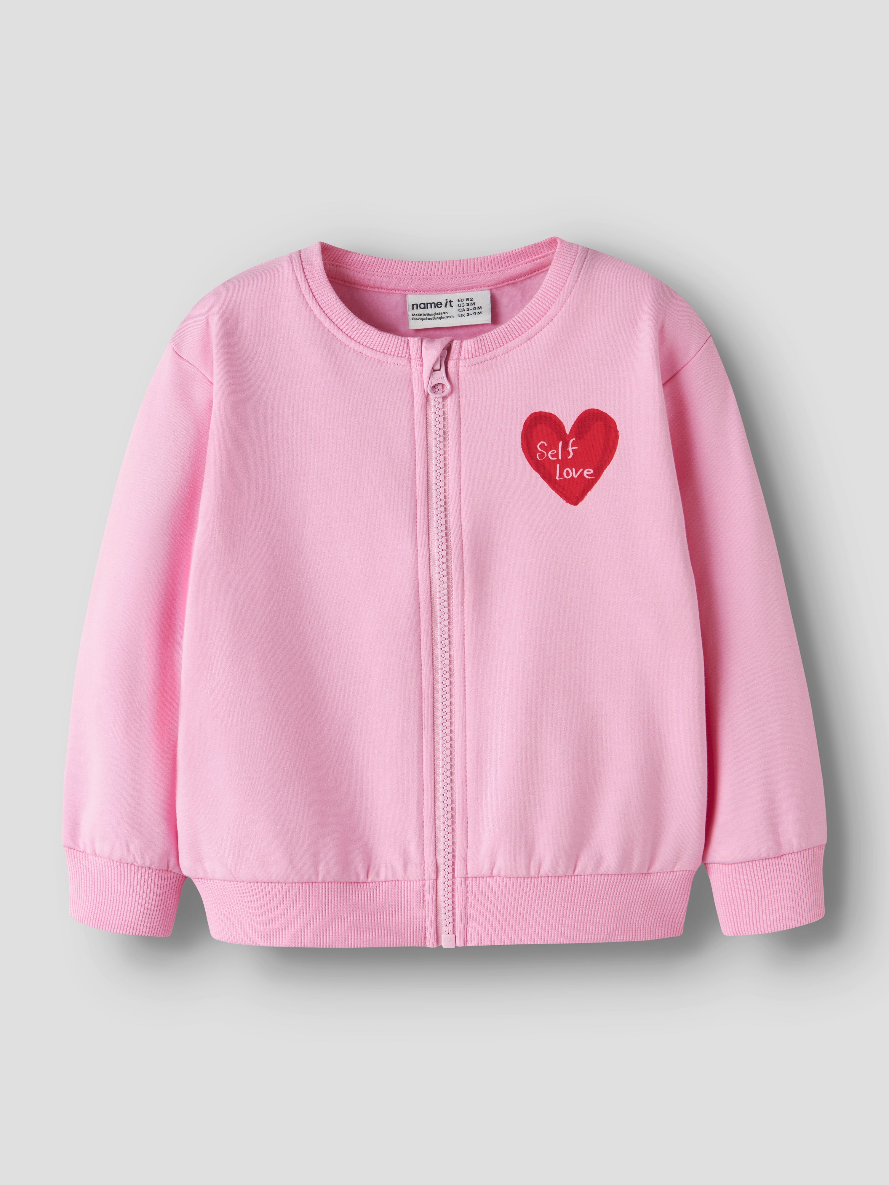 Sudadera Cremallera Corazón Rosa Mini