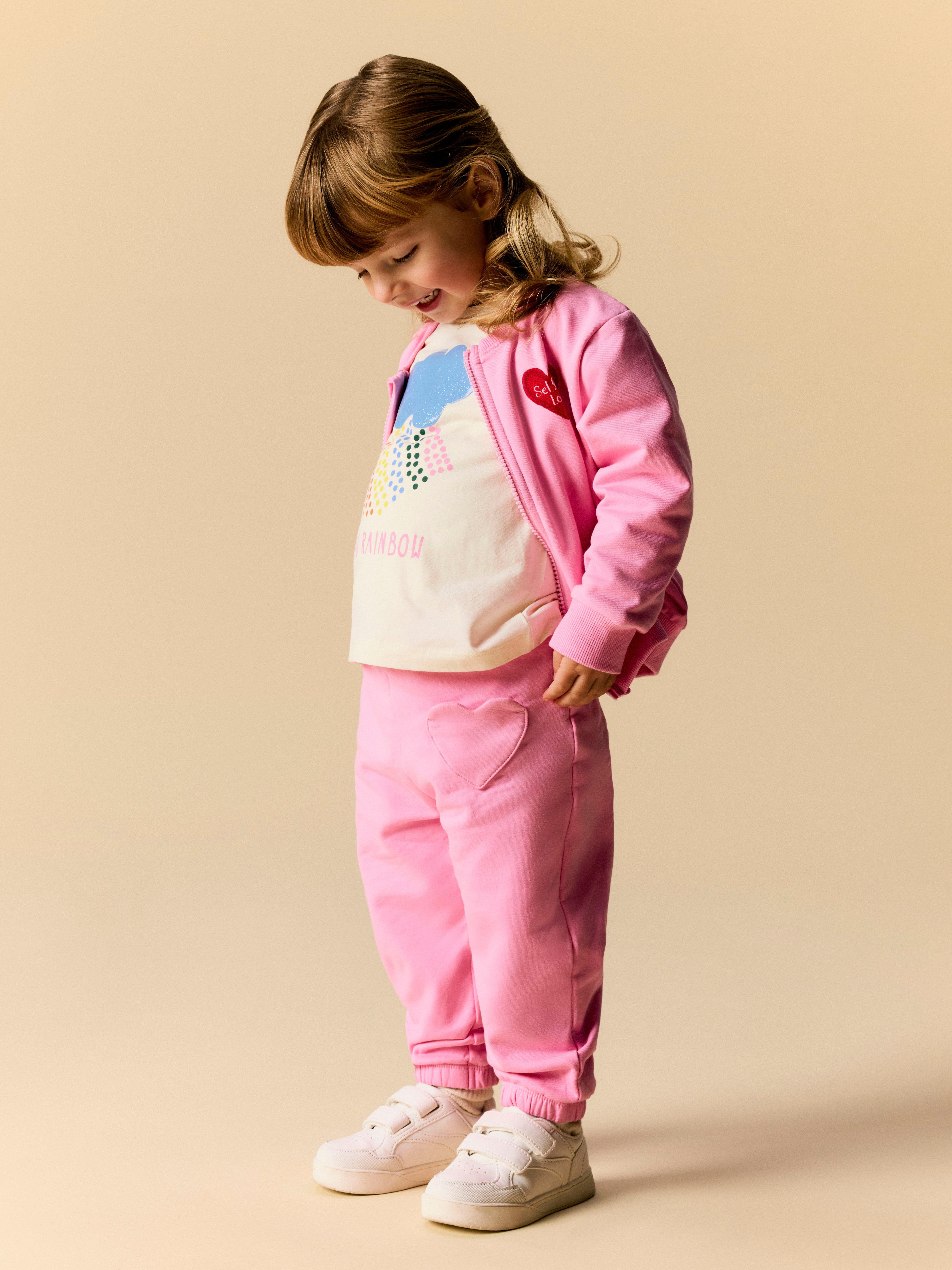 Sudadera Cremallera Corazón Rosa Mini