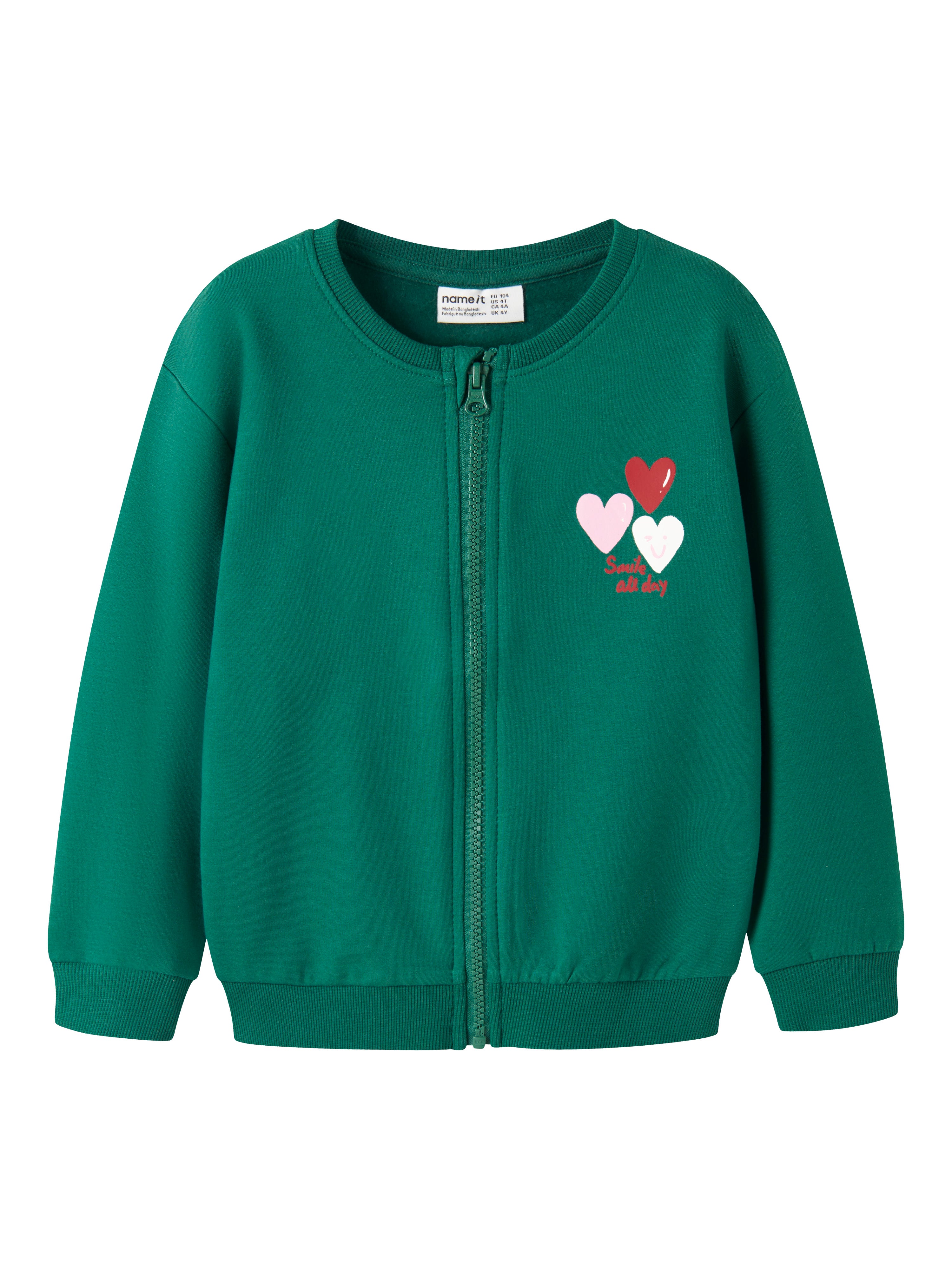 Sudadera Cremallera Corazón Verde Mini