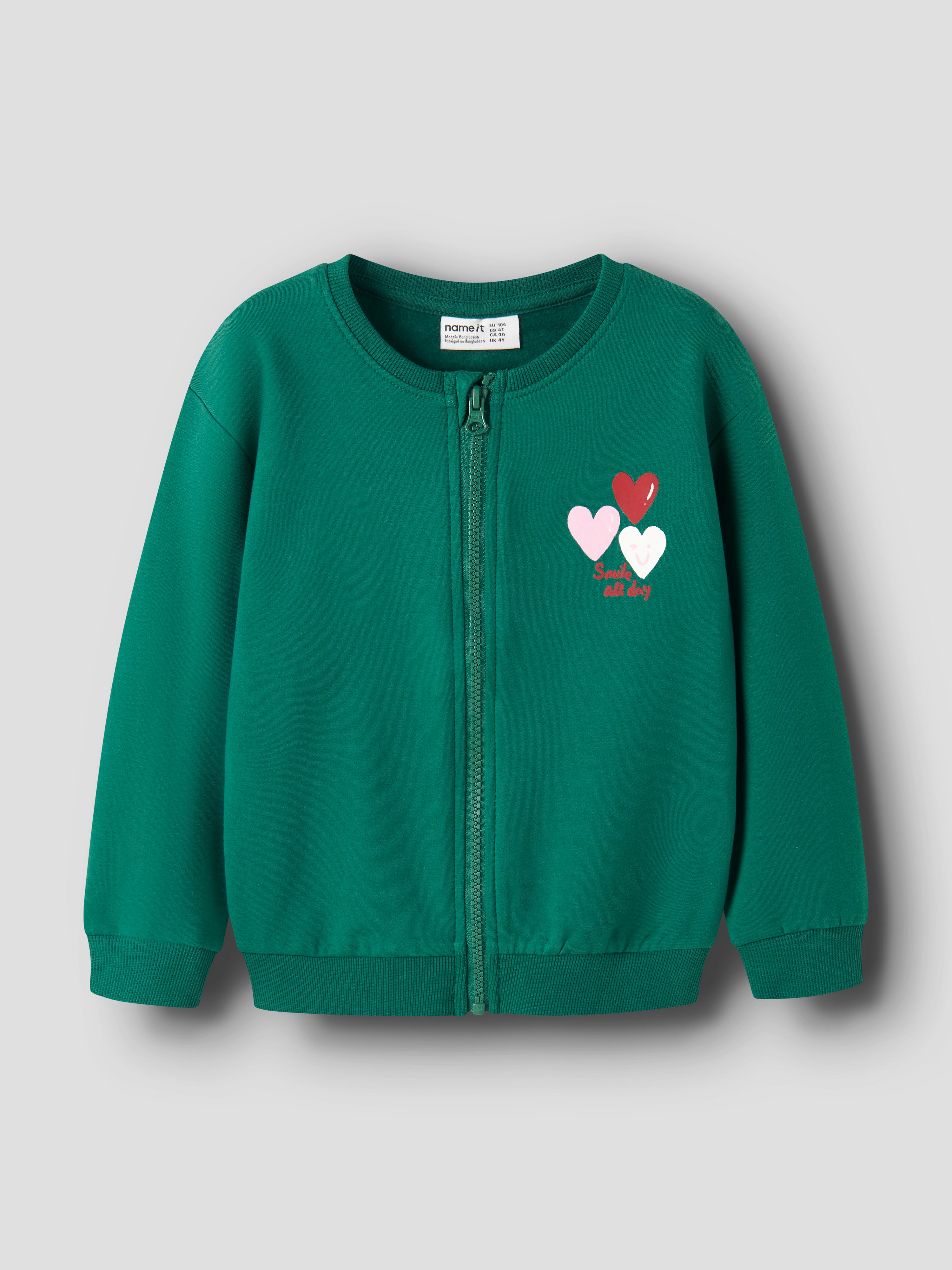 Sudadera Cremallera Corazón Verde Mini