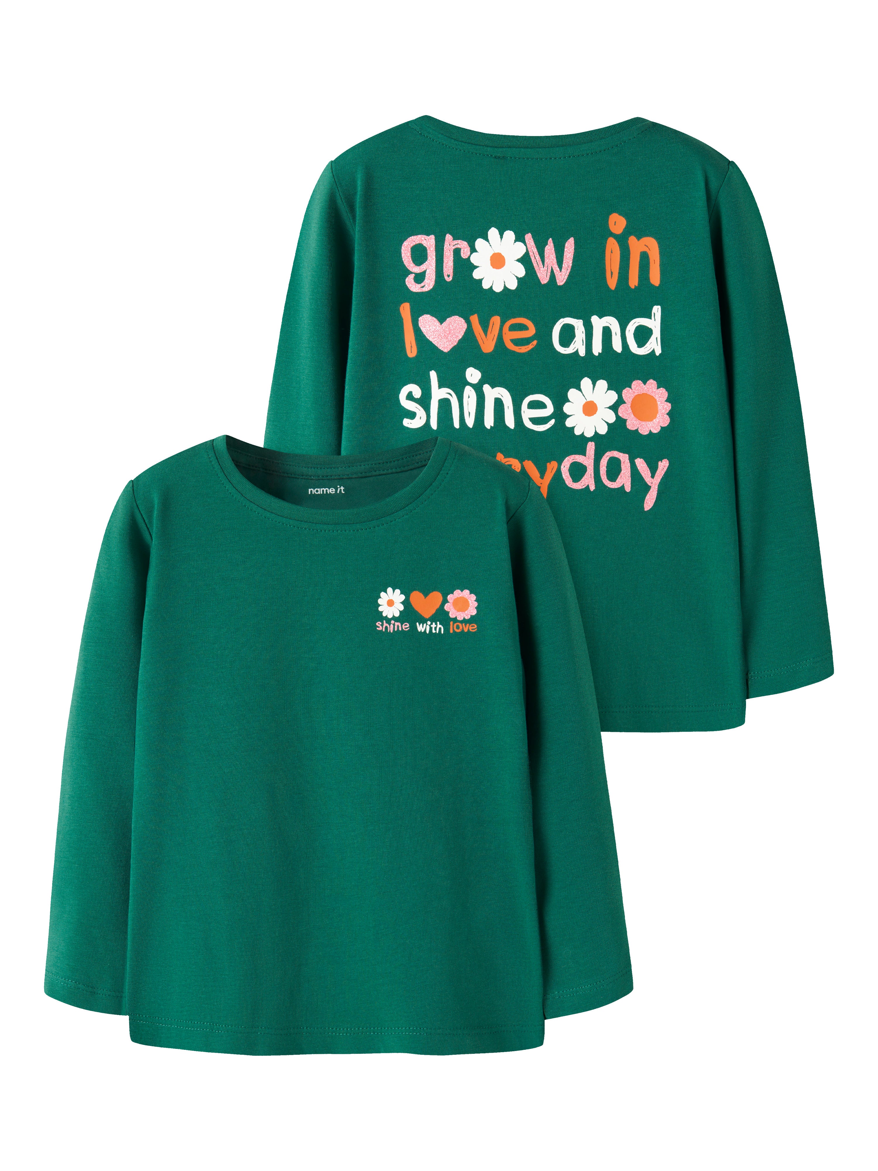 Camiseta Verde Flores Mini