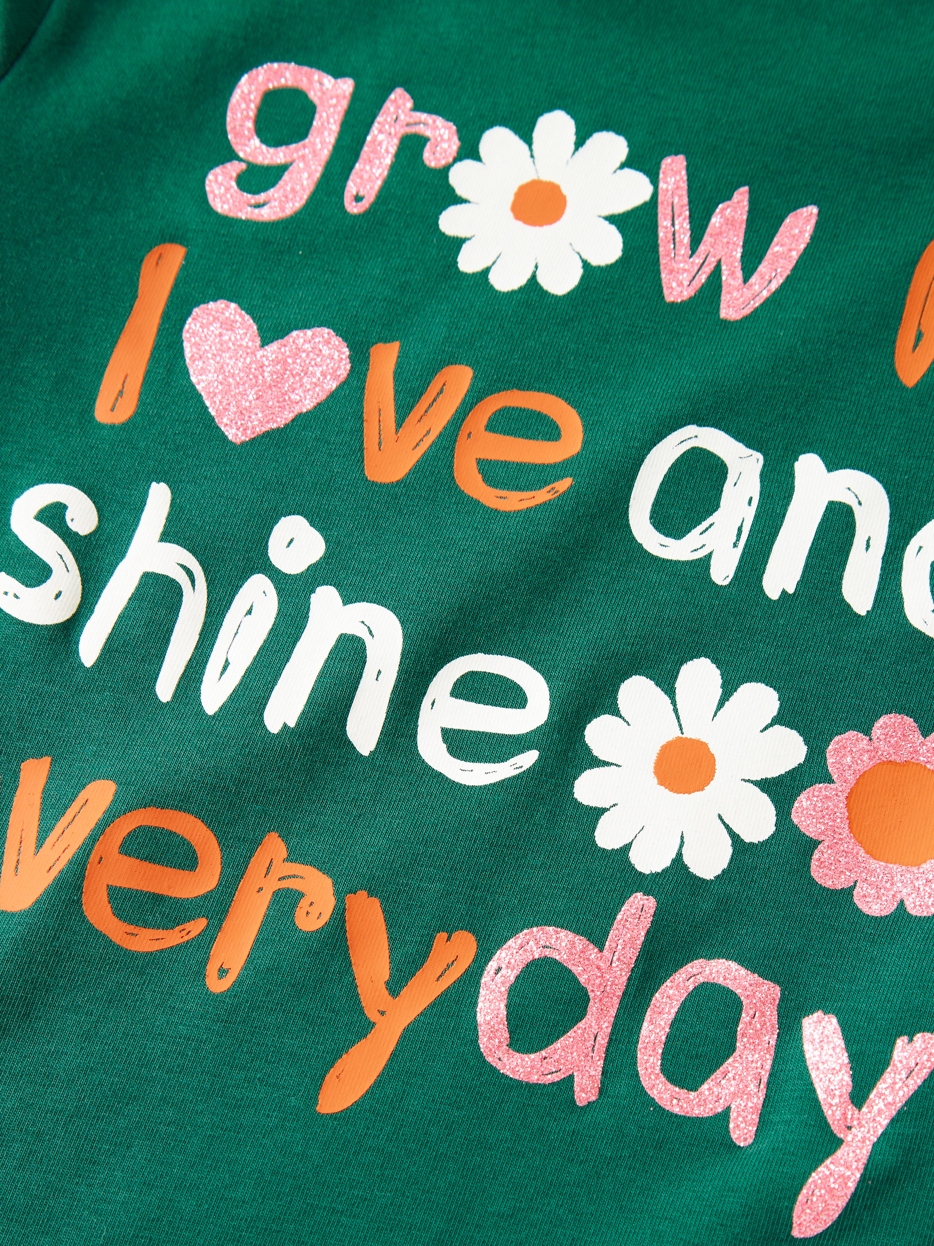 Camiseta Verde Flores Mini
