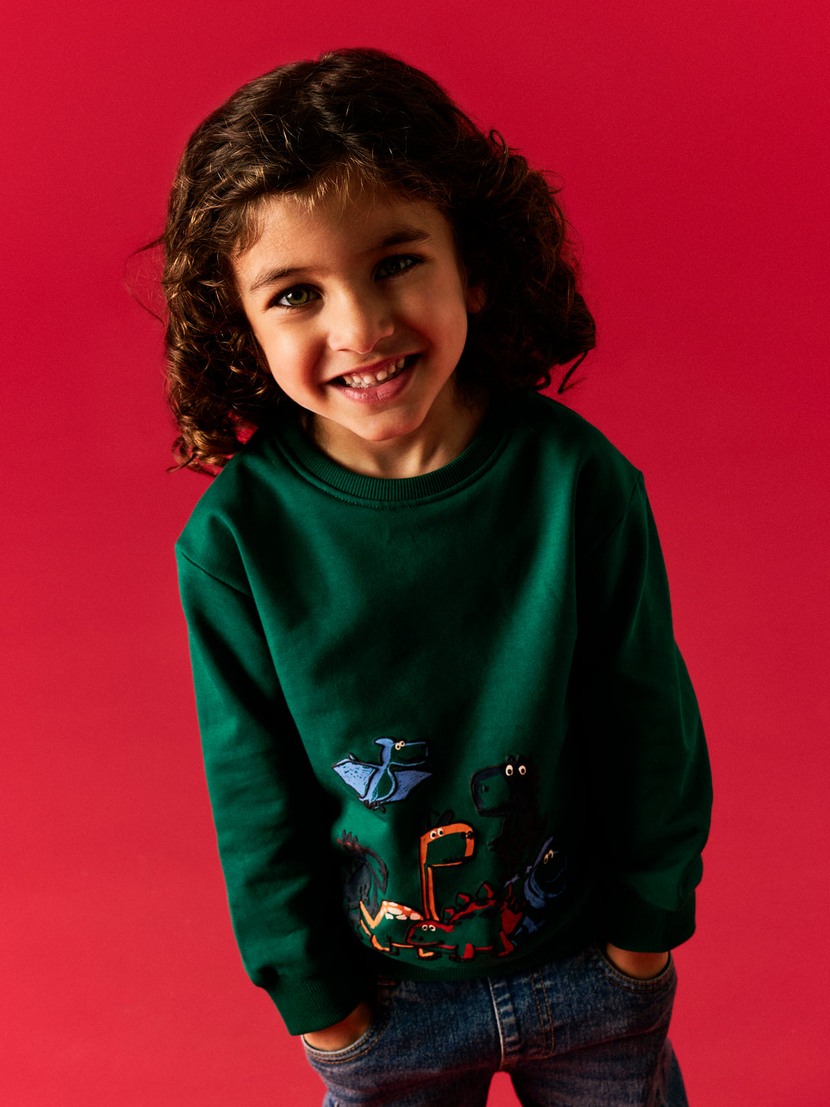 Sudadera Animalitos Verde Oscuro Mini