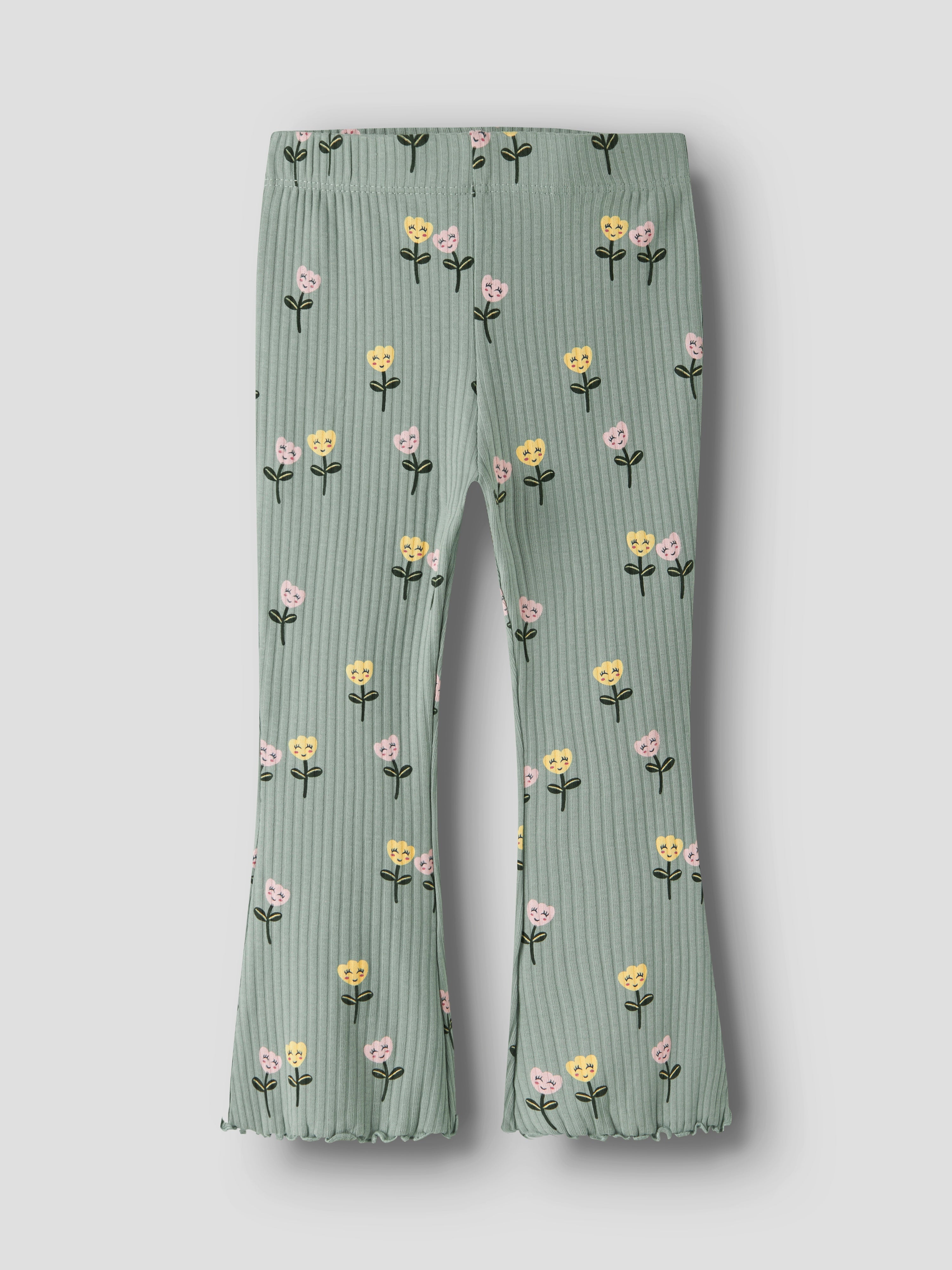 Legging Flare Verde Flores Mini