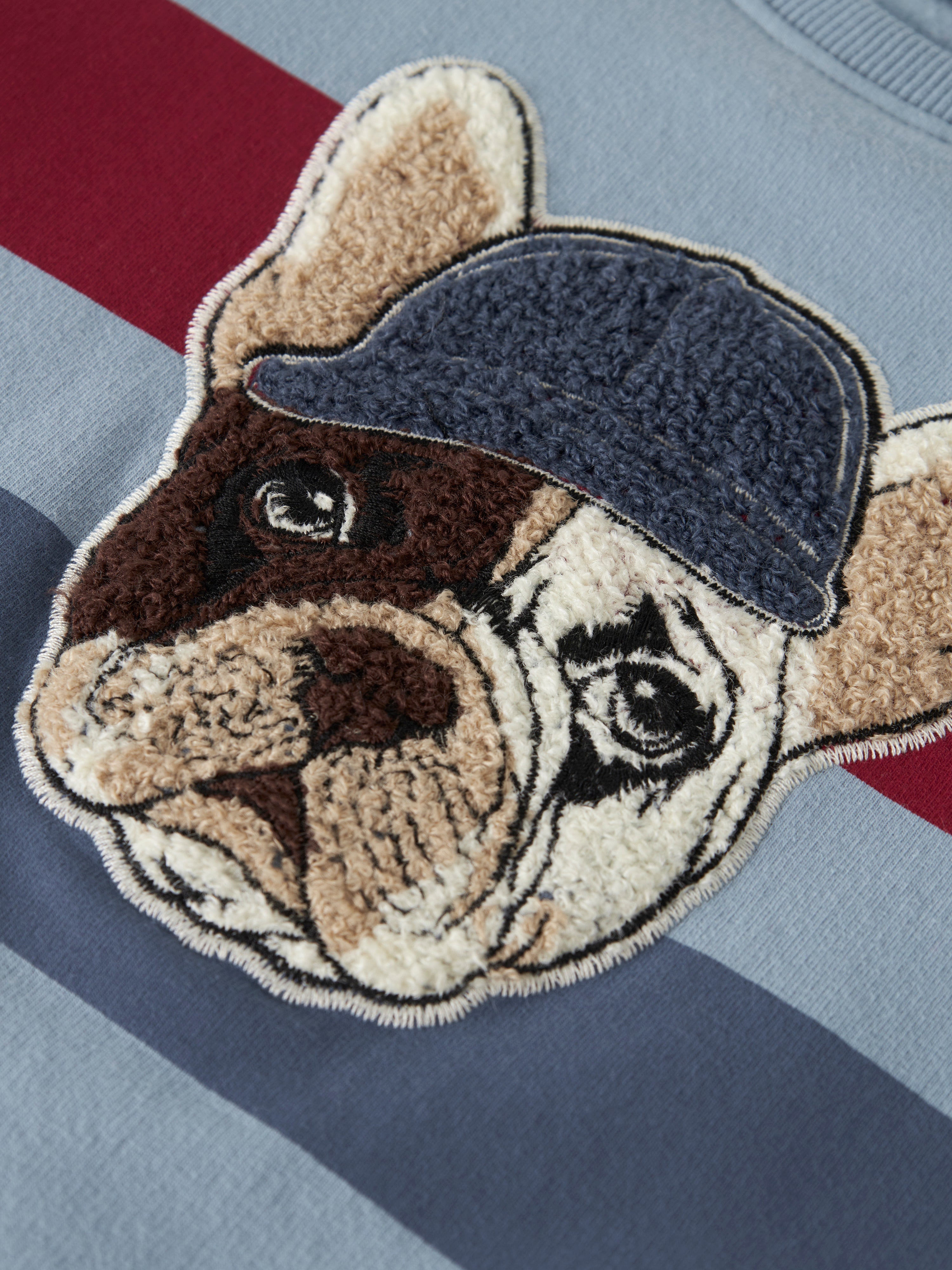 Sudadera Rayas Azul Perrito Mini