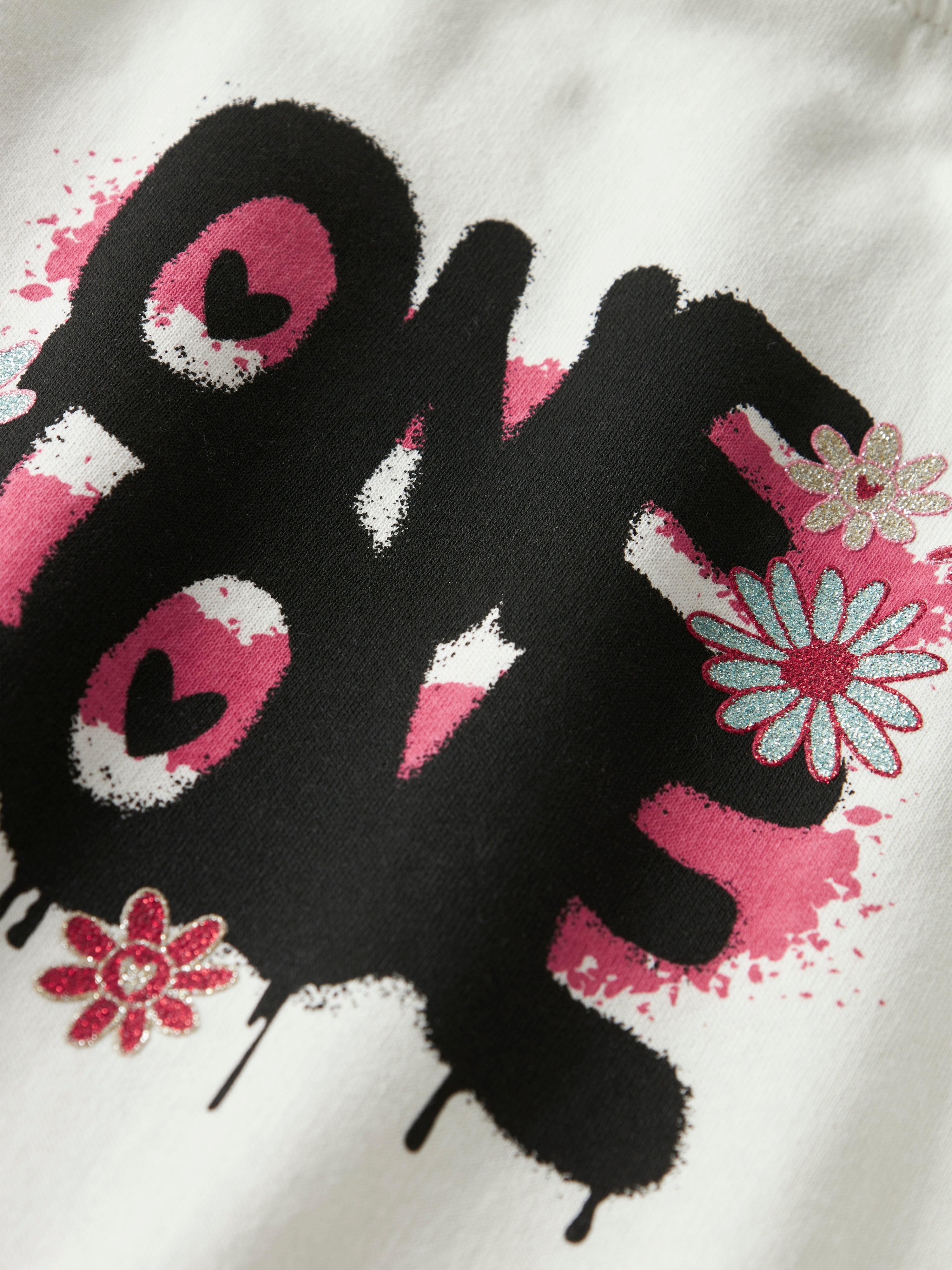 Sudadera Crop Flores Blanca Kid