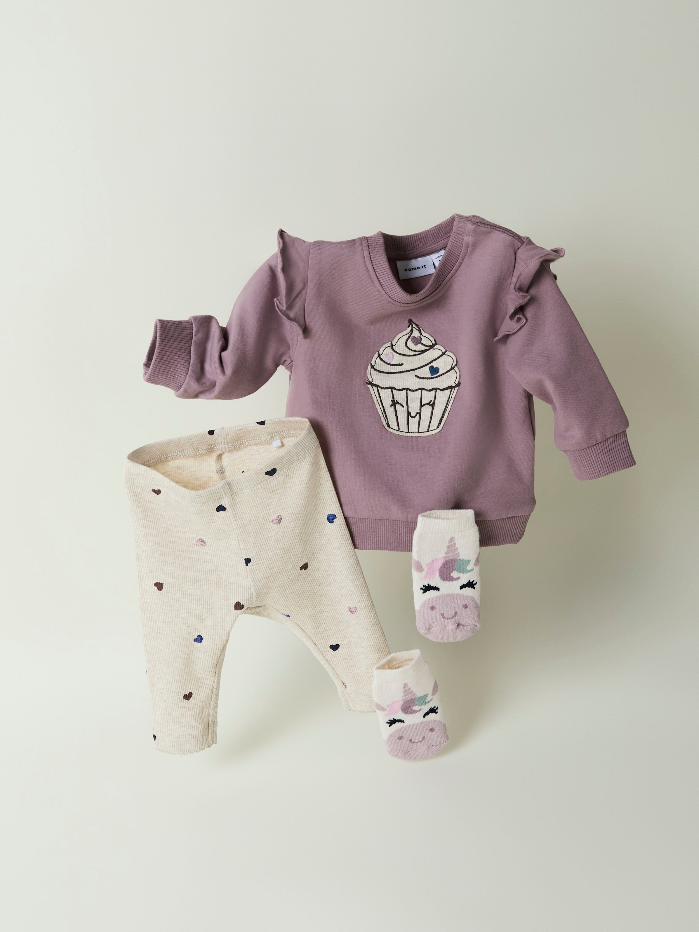 Legging Corazones Bebé Beige