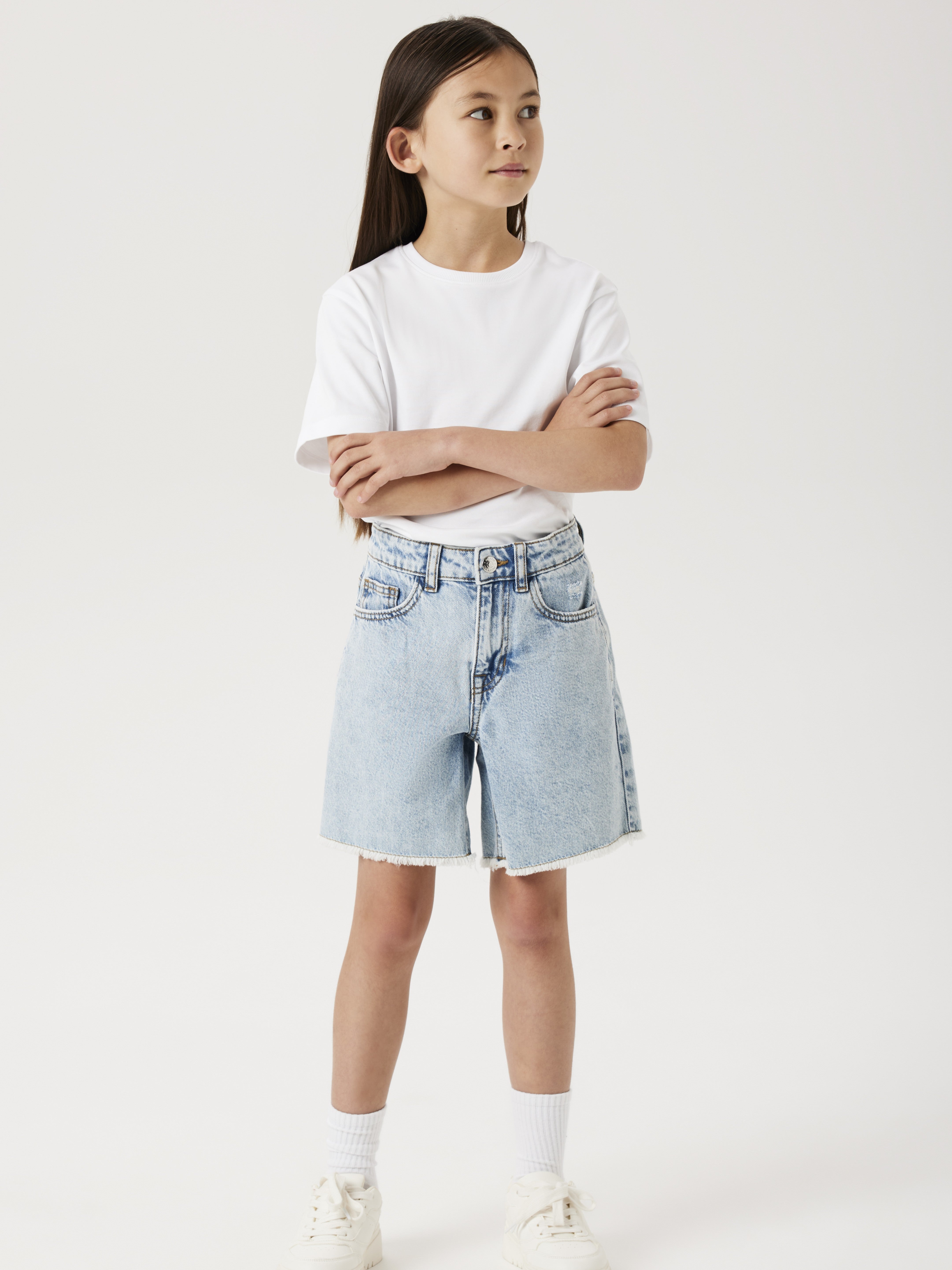 Bermuda Deshilachada Light Blue Kid