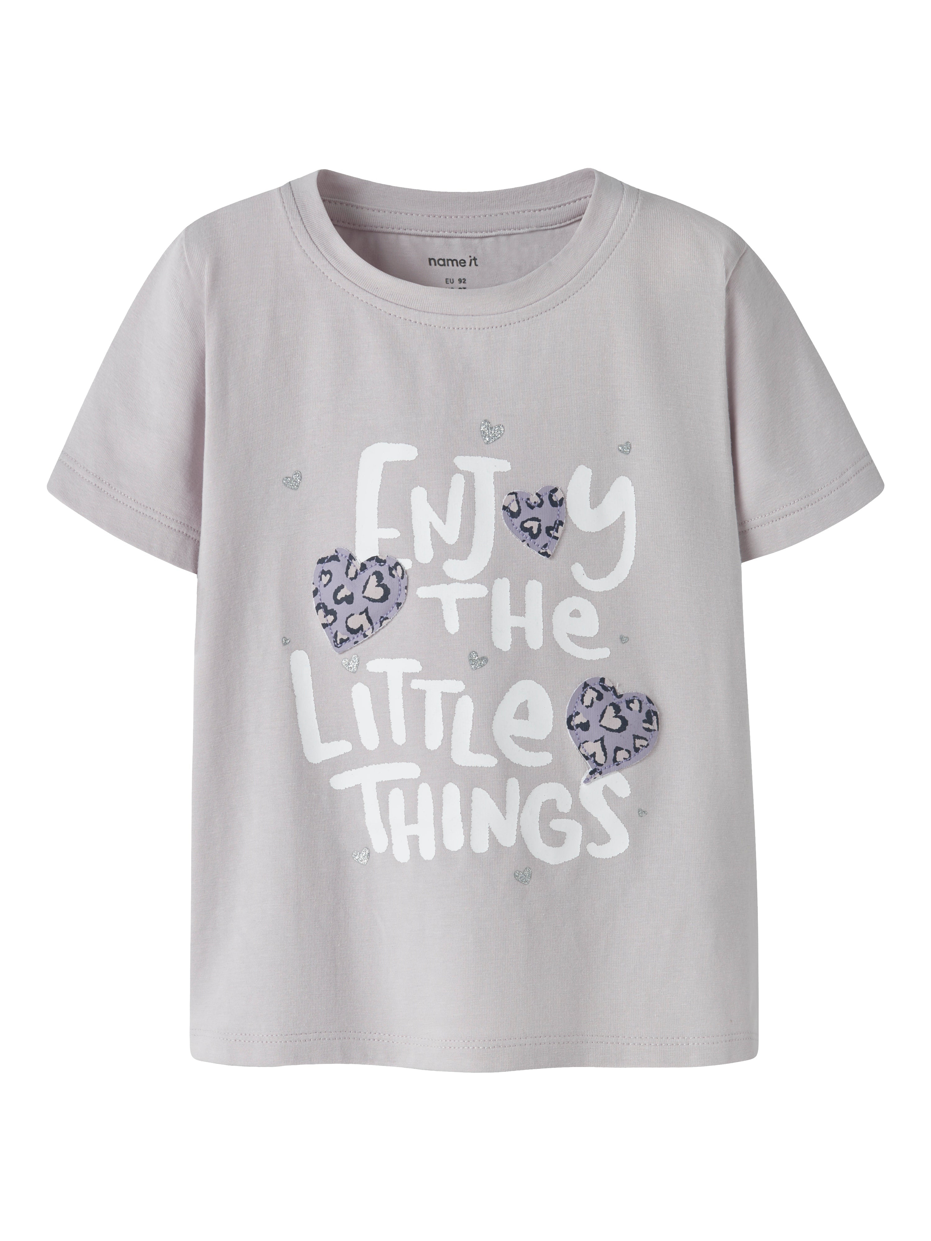 Camiseta Print Corazones Lila Mini