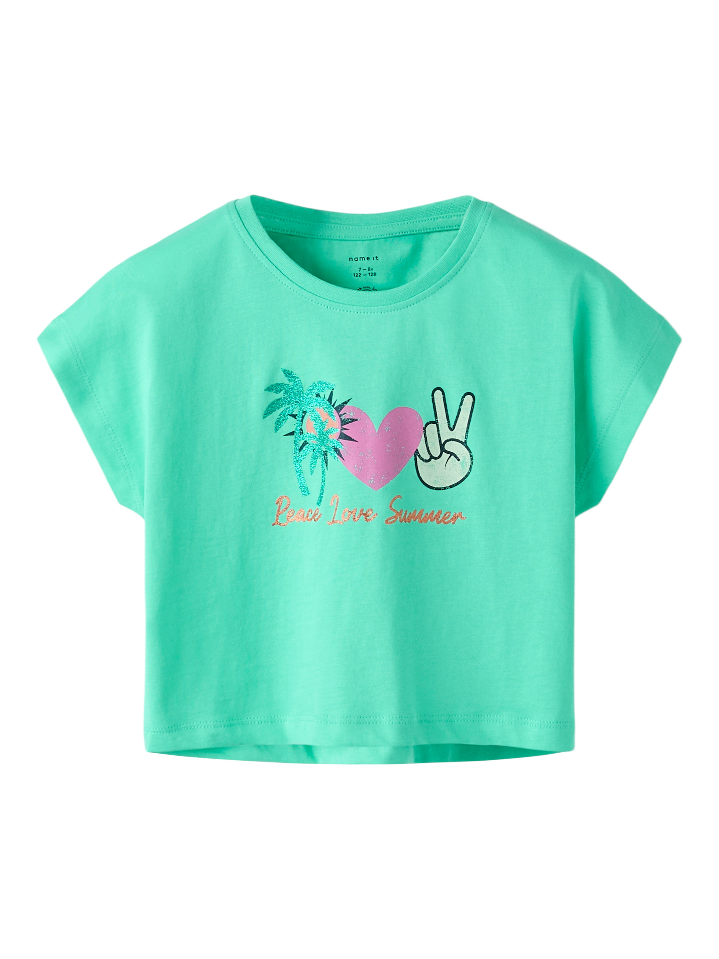 Camiseta Summer Turquesa Crop