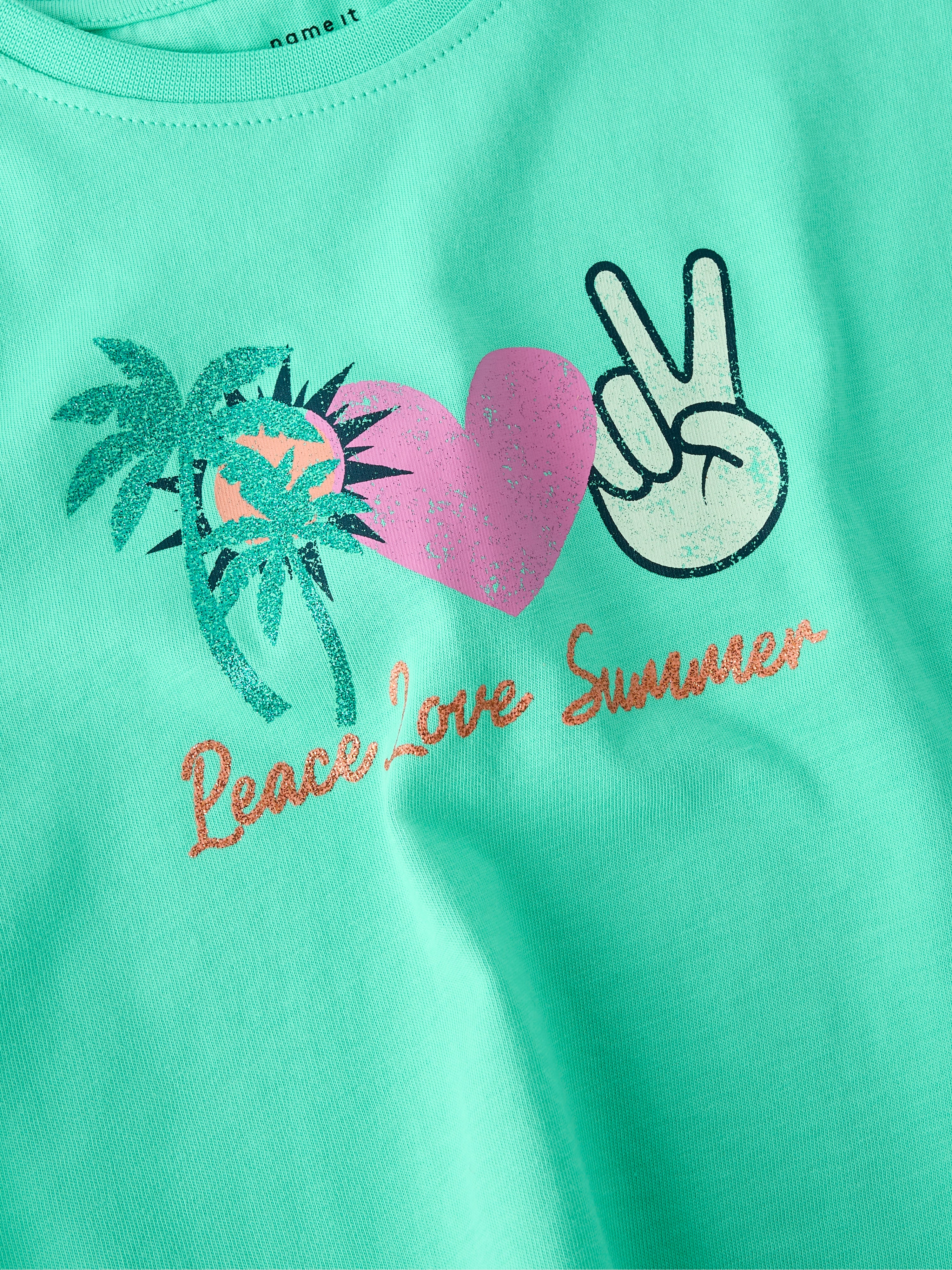 Camiseta Summer Turquesa Crop