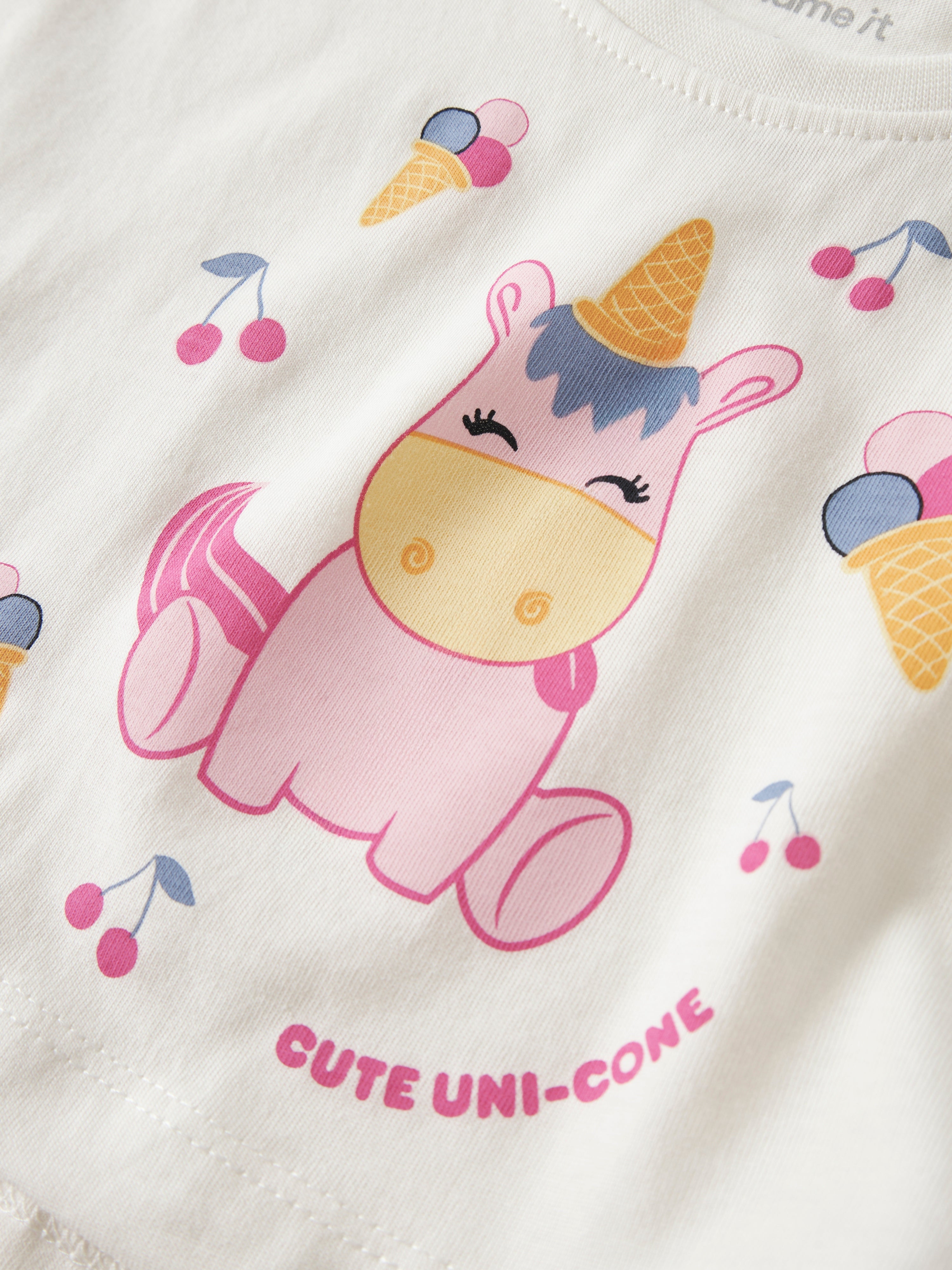 Camiseta Crop Unicornio Helados Blanca