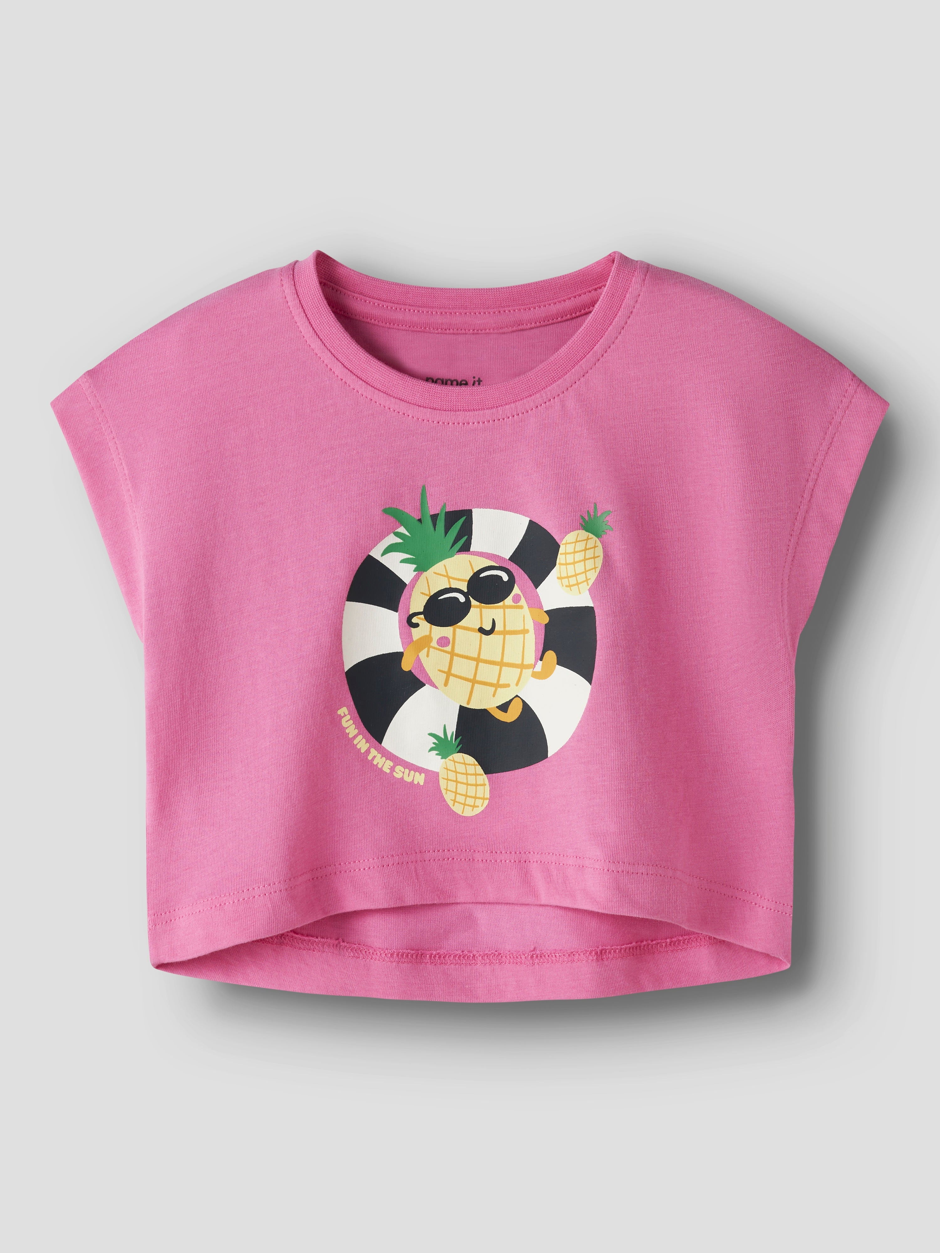 Camiseta Crop Piña Gafas Fucsia