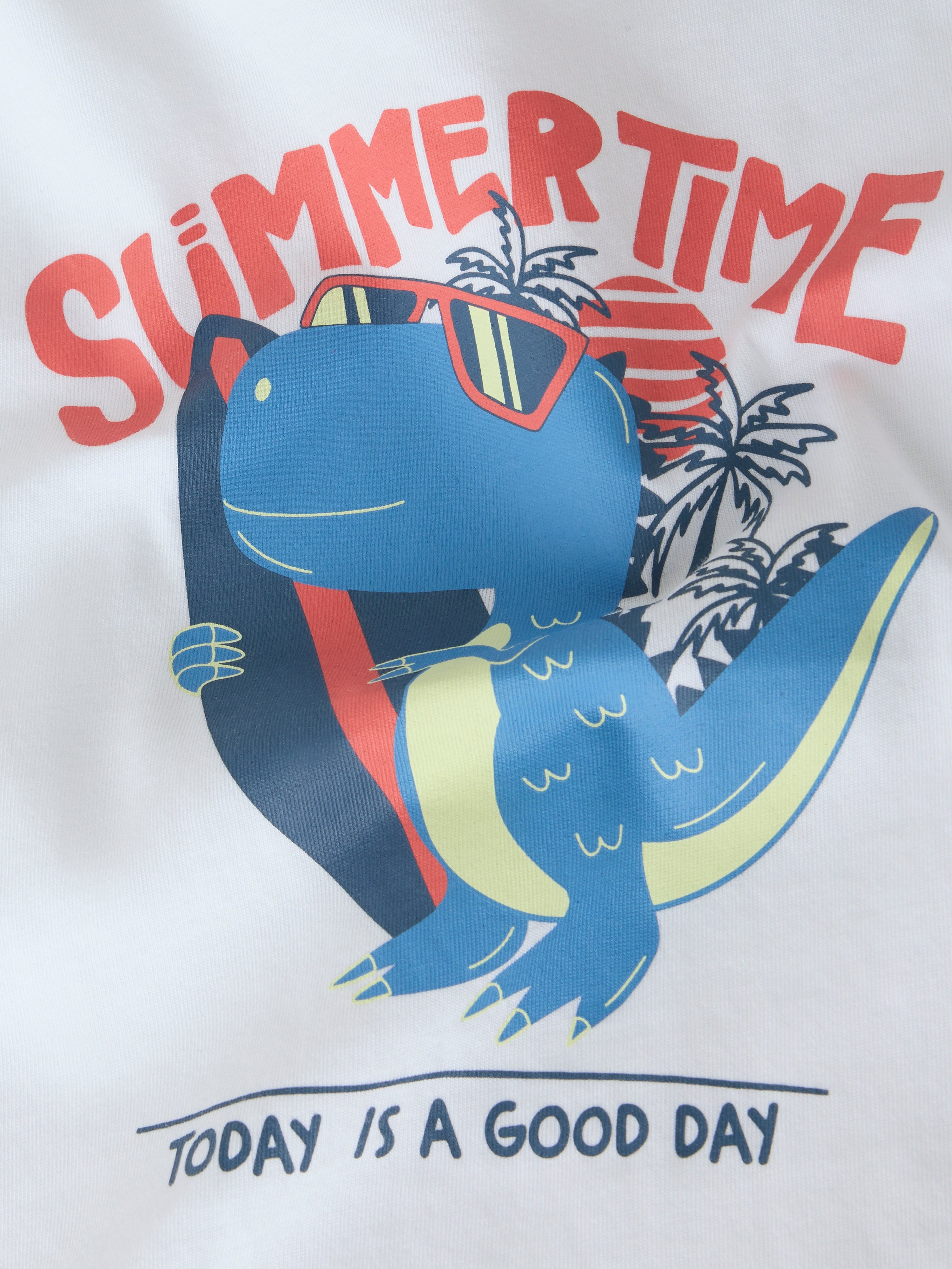 Camiseta Dino Surf Blanca Mini