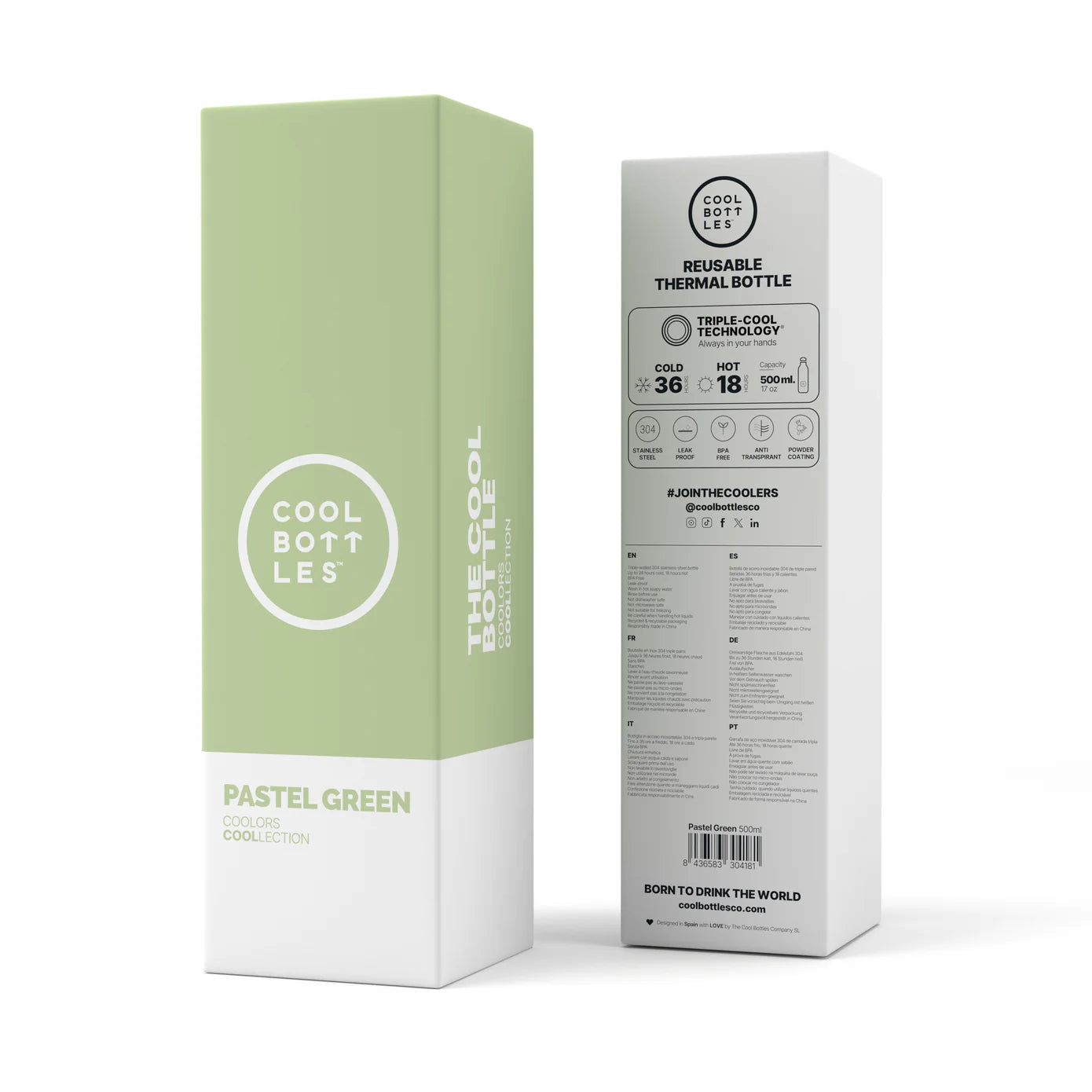 Botella Lisa 750ML Pastel Green