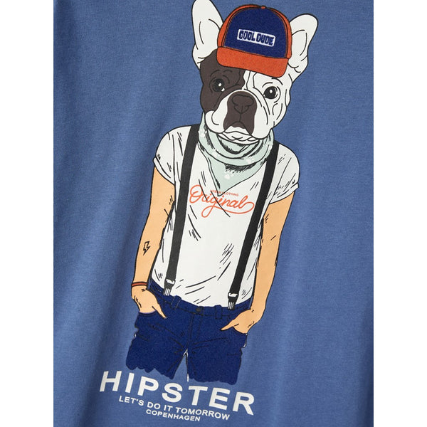 Camiseta Perro Hipster Azul