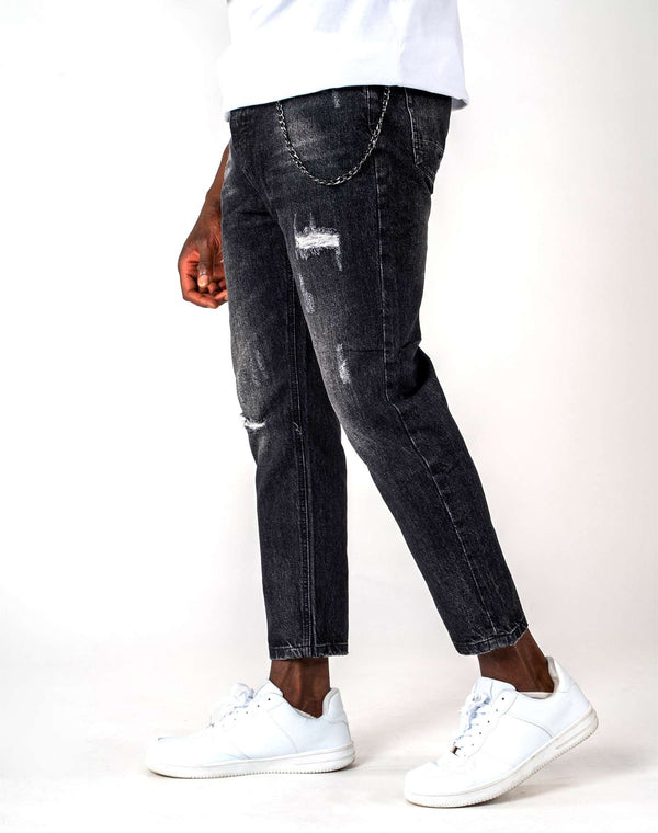 Jeans Negro Regular Fit Cadena