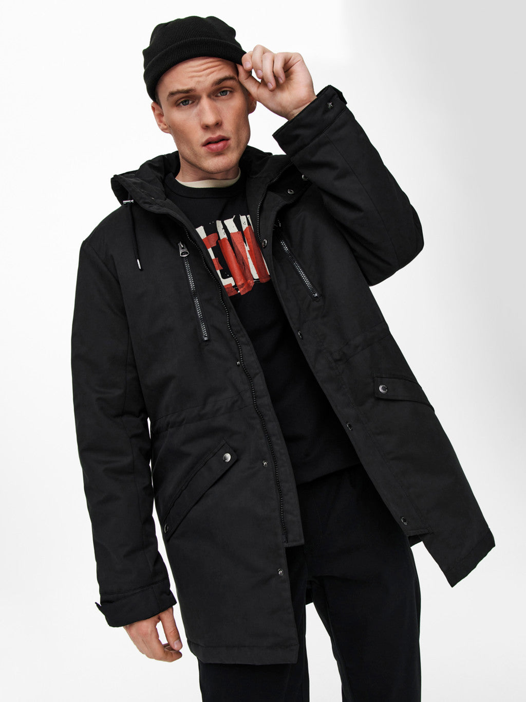 Abrigo Largo Parka Black